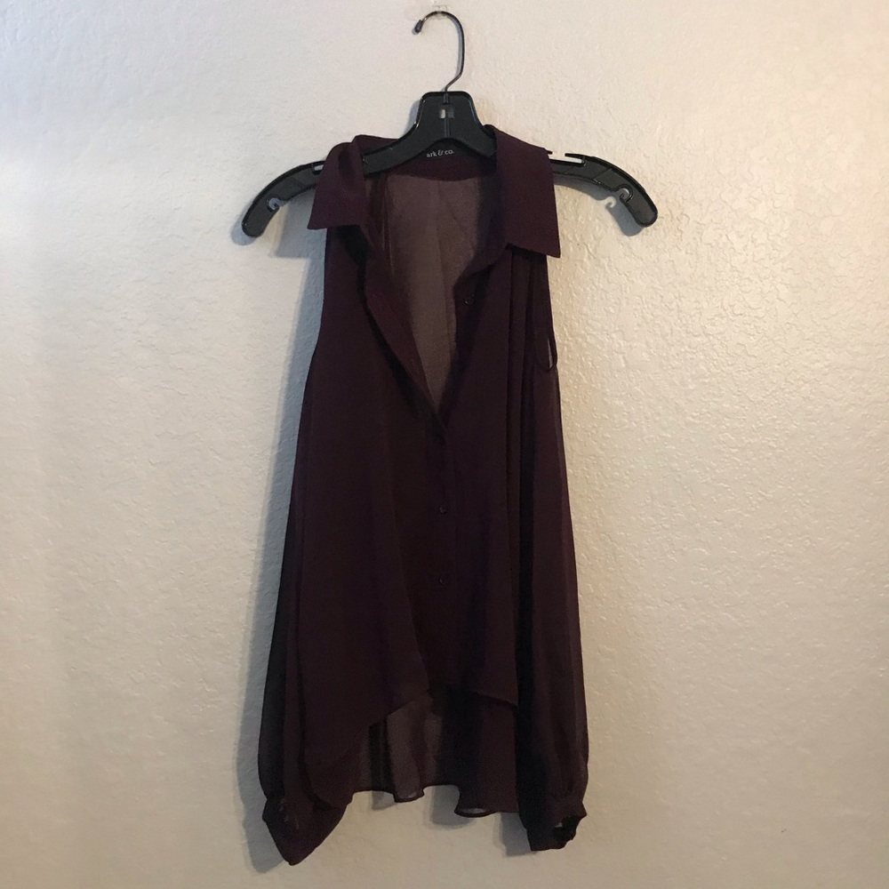 Ark & co. Plum button down with cold shoulder